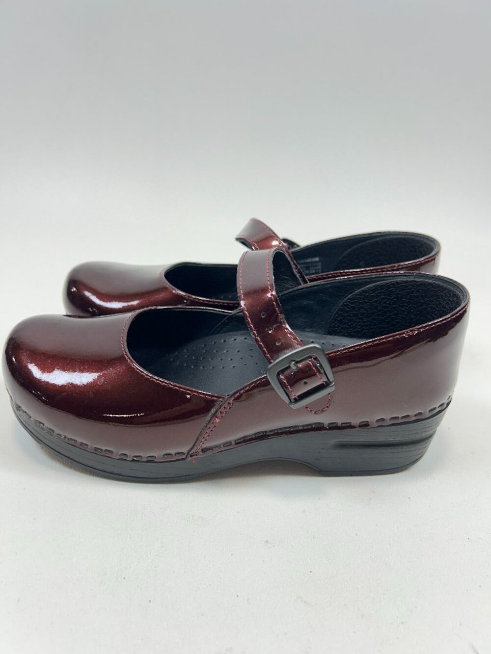 DANSKO Ox Blood Aubergine Patent Leather Mary Jane Shoe Size 38 Platform
